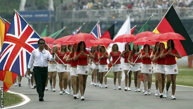 Grid girls line up for the Canadian GP