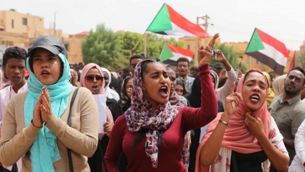 Demonstrators in Sudan, July 2019