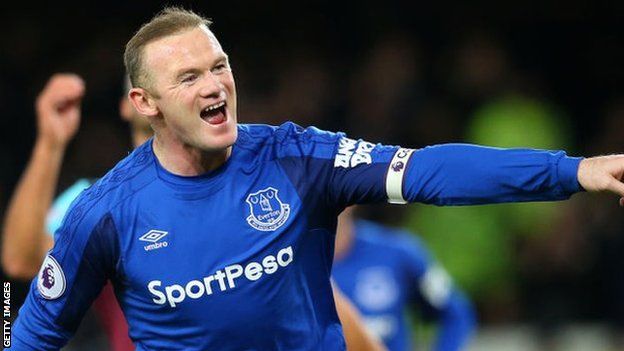 Wayne Rooney scoring a goal during his second spell at Everton