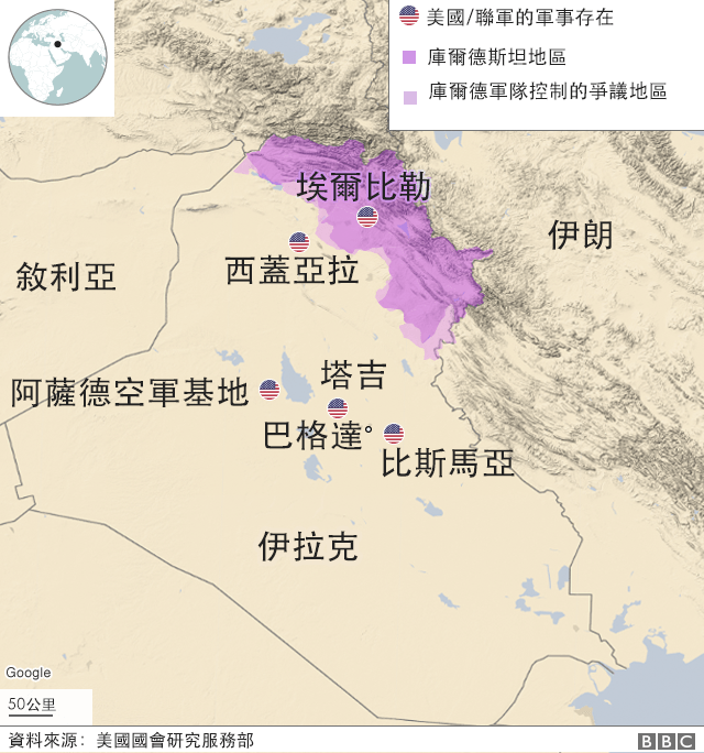 美国驻伊拉克军事基地地图