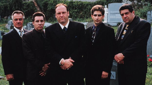 James Gandolfini with other stars of The Sopranos
