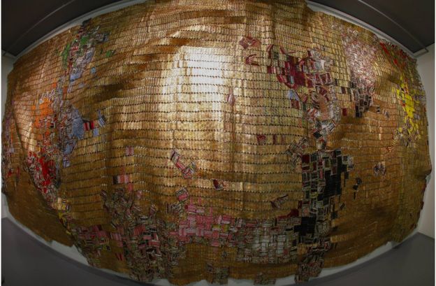 An art work by Ghana artist El Anatsui titled 