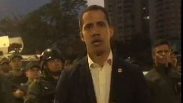 Grab from Juan Guaido's video uploaded onto Twitter