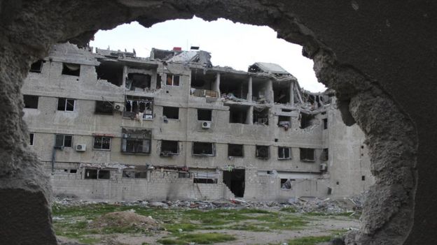 أرشيف- جانب من الدمار في سوريا