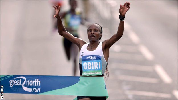 Hellen Obiri wins the elite women's race at the Great North Run