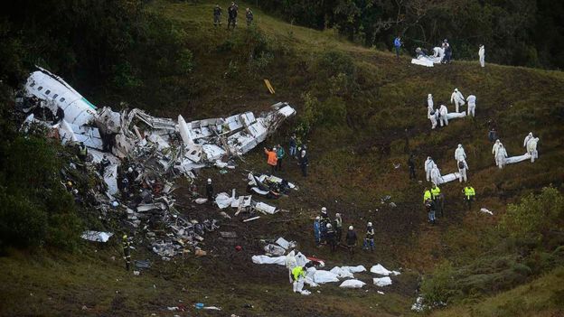 Lugar del accidente del vuelo del Chapecoense