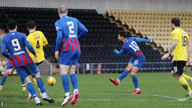 Airdrieonians' Dylan Easton scores