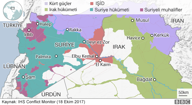 Suriye ve Irak haritası