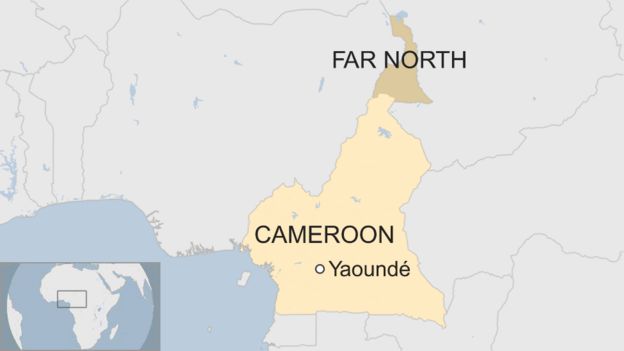 Map showing the Far North region within Cameroon