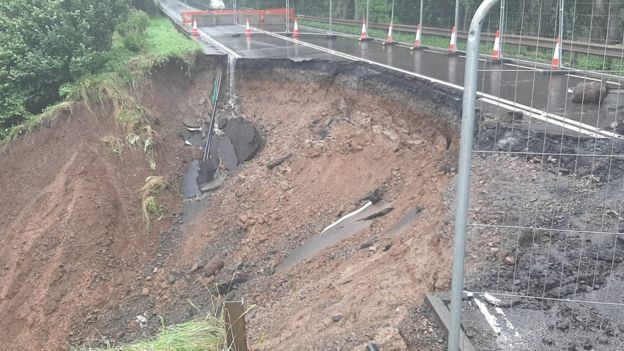 A68 at Fala: The collapsed road rebuilt in under a month - BBC News