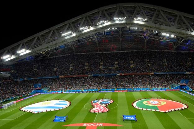 El escenario del partido en el estadio Fisht, de Sochi.