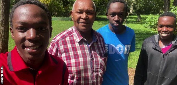 Joseph Okal, Kipchoge Keino, Joshua Okal and Jesse Okal