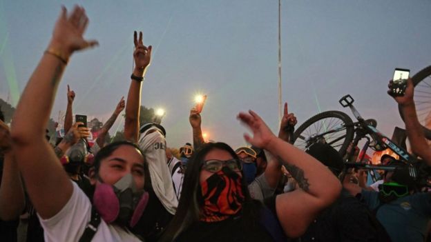 Manifestantes en Chile