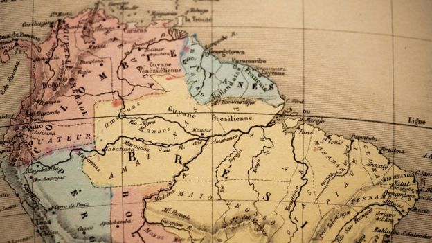 Mapa antigo mostra parte superior da América do Sul