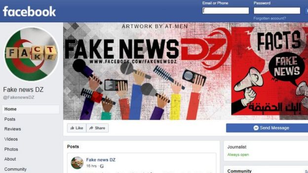 Screenshot of the Fake News DZ page on Facebook.