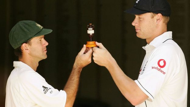 The ballot box is in the hands of Australian cricket legend Ricky Ponting (left) and English captain Andrew Flintoff in 2006.