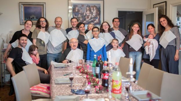 Retrato de Henri Kichka com sua família