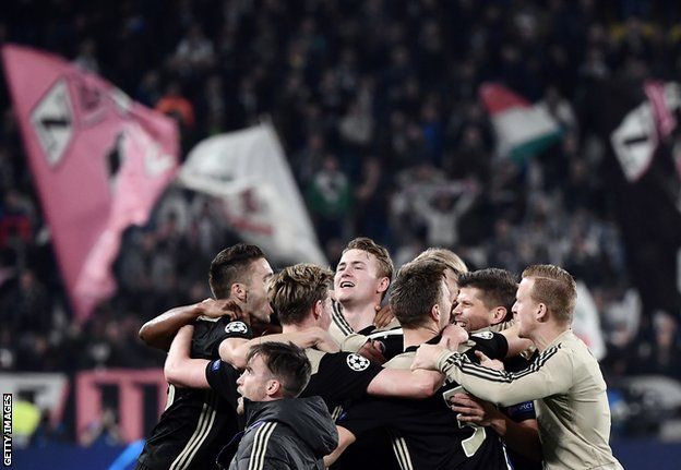 Ajax celebrate beating Juventus