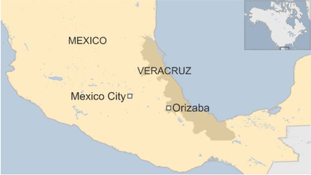 A map showing Veracruz state in Mexico