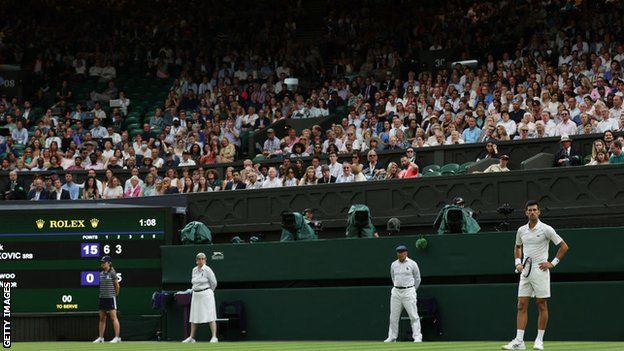 Some empty seats seen on Centre Court at Wimbledon