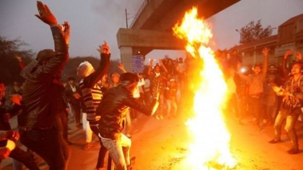 protesto em Déli