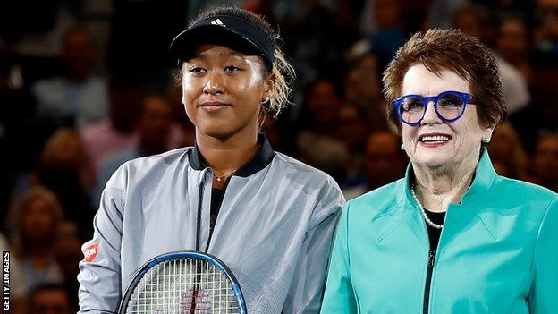 Naomi Osaka and Billie Jean King before the 2018 US Open final