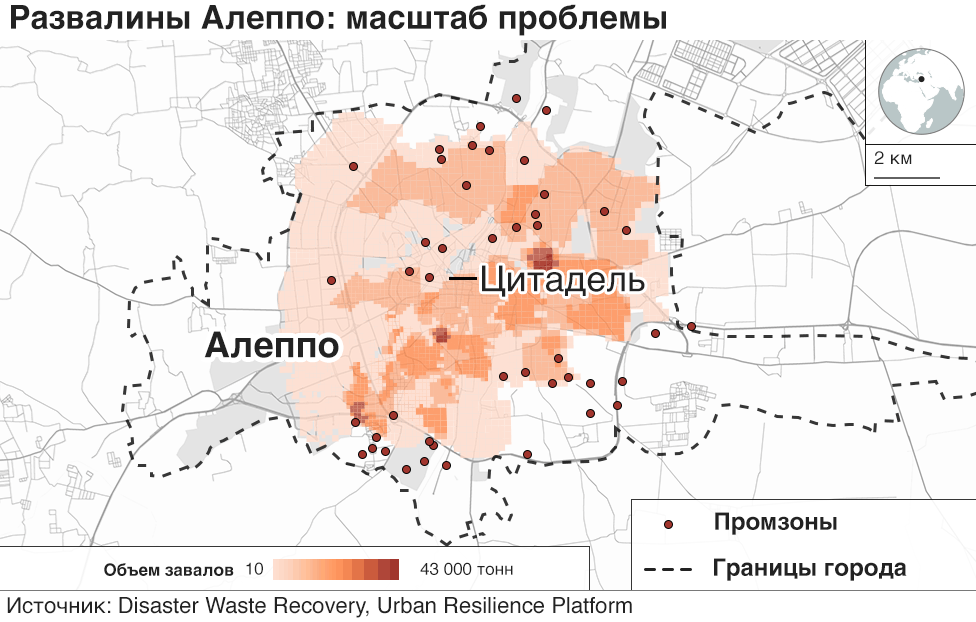 Масштаб разрушений в Алеппо