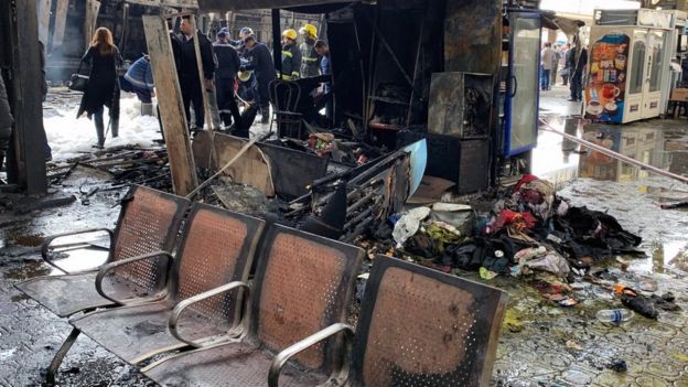 Aftermath of train collision and fire at Ramses Station in Cairo, Egypt (27 February 2019)