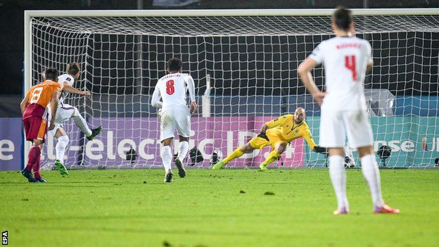 Harry Kane scoring a penalty against San Marino