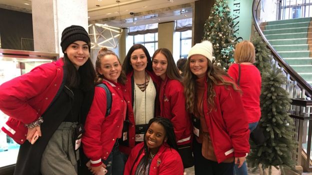Some members of a Texas drill team at Tiffany's