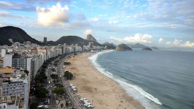 Vista aérea de Copacabana, Río de Janeiro, Brasil.