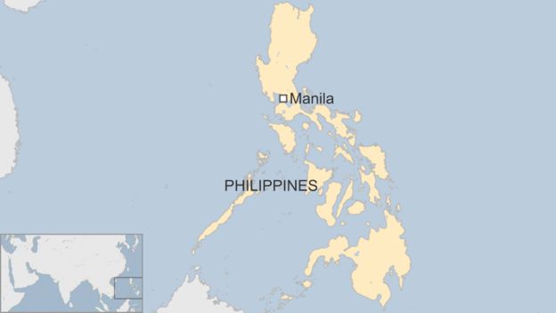 A map showing Manila in the Philippines