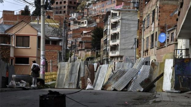 Una calle bloqueada en La Paz