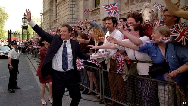 Tony Blair enters Downing Street in 1997