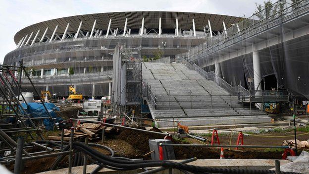Construction work at Tokyo's national stadium