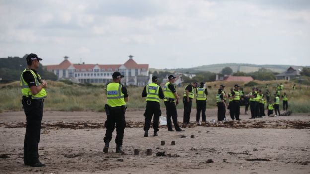Police cordon the beach