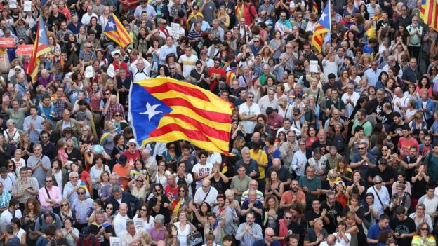 Manifestación de los independentistas catalanes.