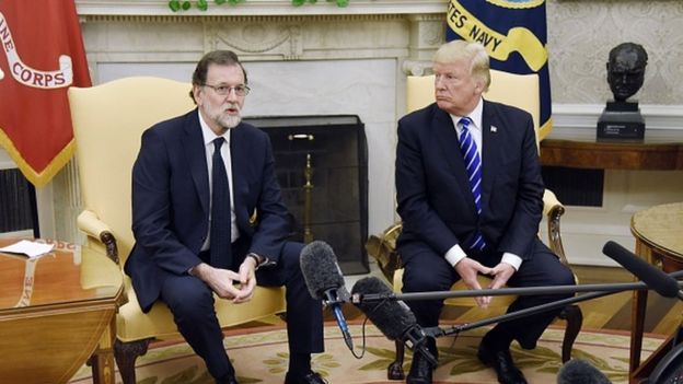 US President Donald Trump and former Spanish Prime Minister Mariano Rajoy