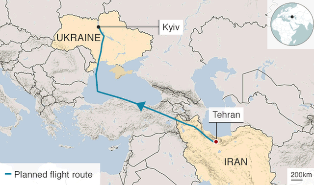 Map of Ukraine crash site