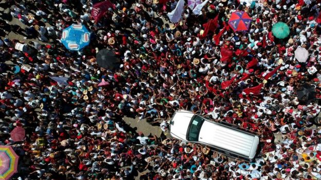 Simpatizantes de López Obrador en un acto de campaña el pasado mes de julio.