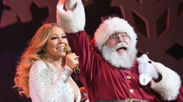 Mariah Carey con Papa Noel.