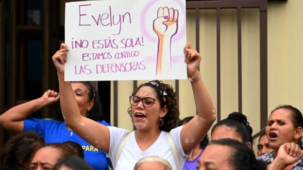 Activists demanding freedom, justice and redress for Salvadorean rape victim Evelyn Hernandez hold protest