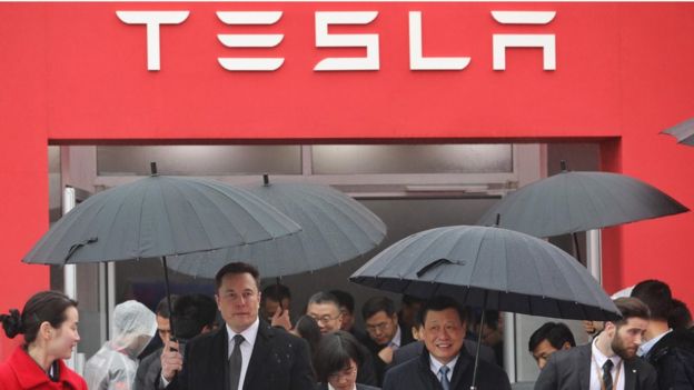 Elon Musk at the ground breaking of the Tesla gigafactory in Shanghai