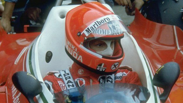 Lauda in his Ferrari before the 1976 German Grand Prix