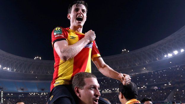 Ayman Ben Mohamed celebrates winning the African Champions League with Esperance
