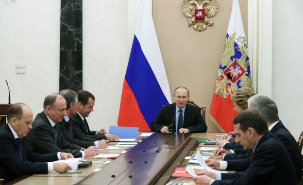 Reunión del Consejo de Seguridad de Putin en abril de 2017.