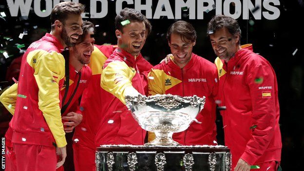 Spain celebrate their 2019 Davis Cup win