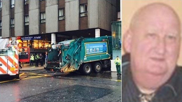 Harry Clarke and crashed bin lorry