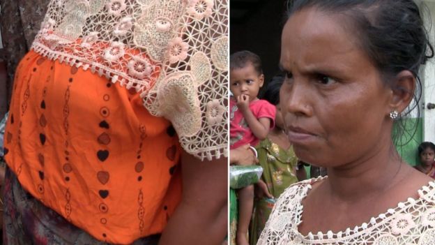 Mujer en aldea hindú
