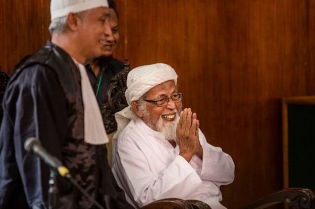 Abu Bakar Ba'asyir di Pengadilan Negeri Cilacap tahun 2016 lalu saat mengajukan pembebasan bersyarat.